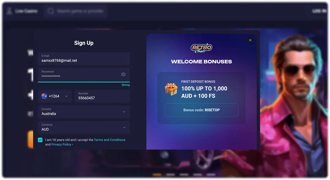 RetroBet Sign Up